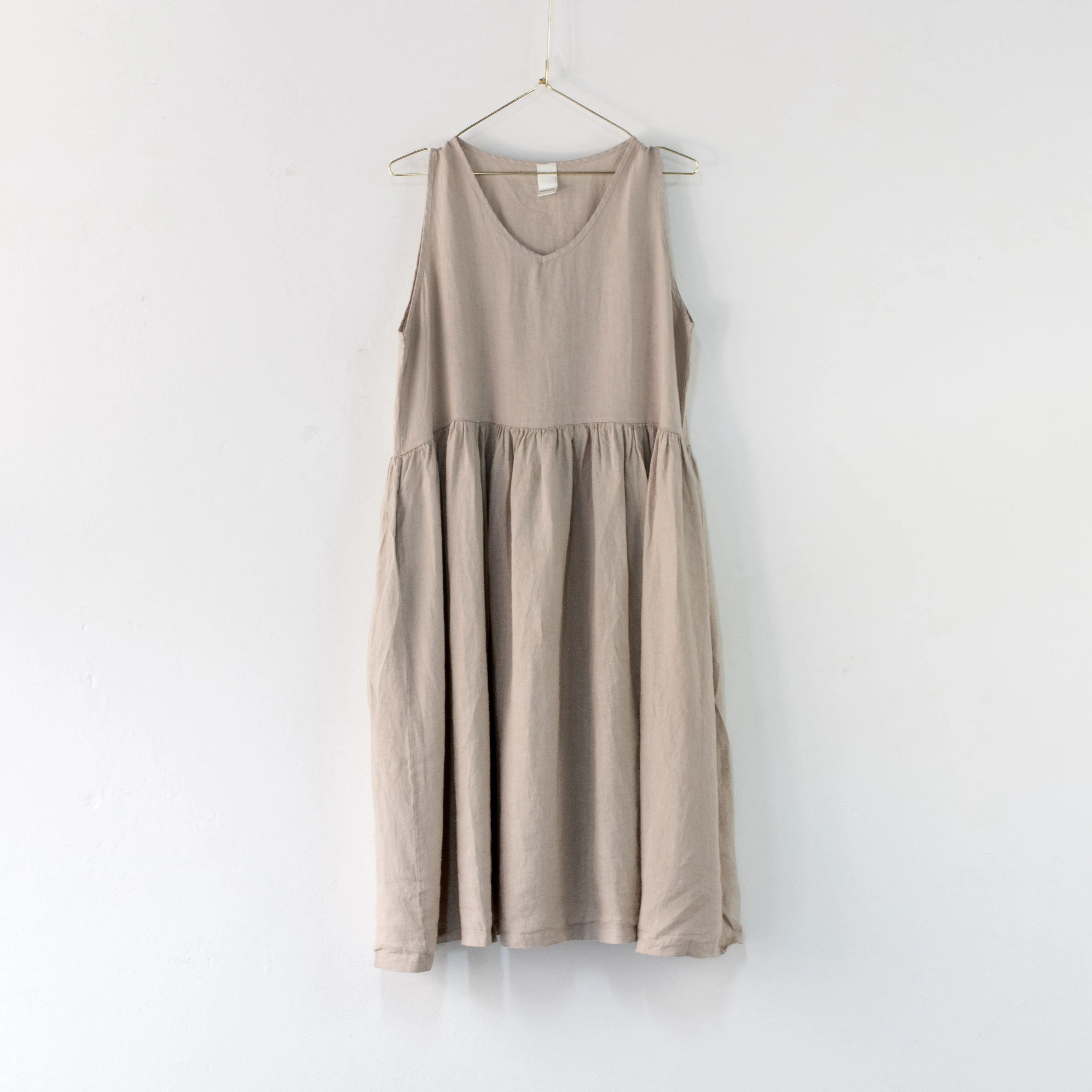 Adelaide Sleeveless Linen Smock Dress with Pockets