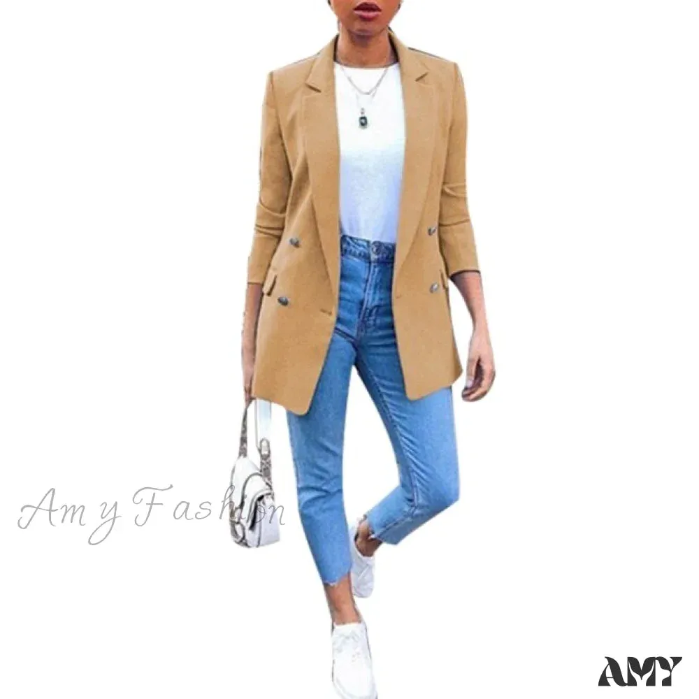 Amy Fashion - Chic Office Lady Breasted Blazer