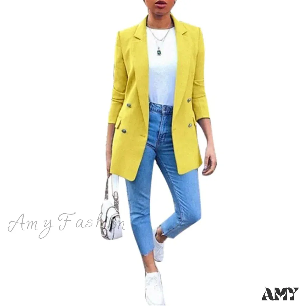 Amy Fashion - Chic Office Lady Breasted Blazer