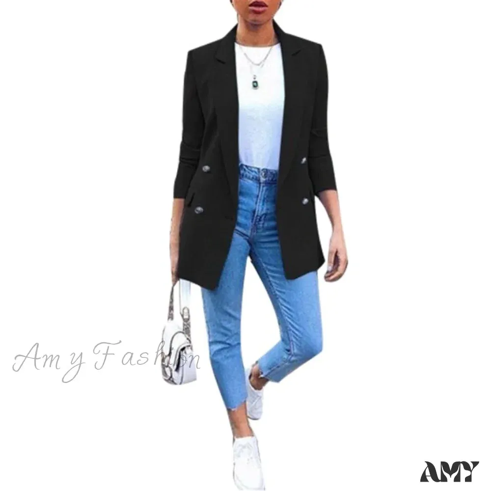 Amy Fashion - Chic Office Lady Breasted Blazer