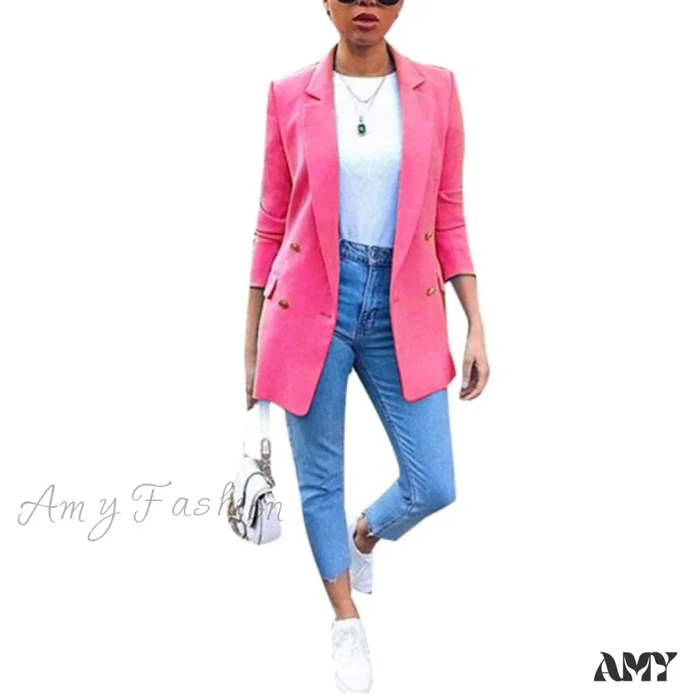 Amy Fashion - Chic Office Lady Breasted Blazer