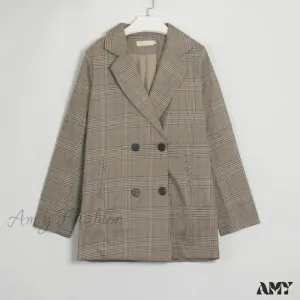 Amy Fashion - Turn Down Collar Pockets Female OL Chic Blazer