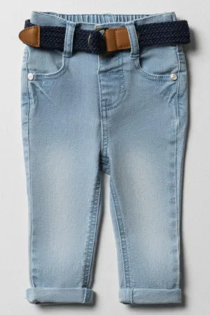 Belted Denim Jeans Blue