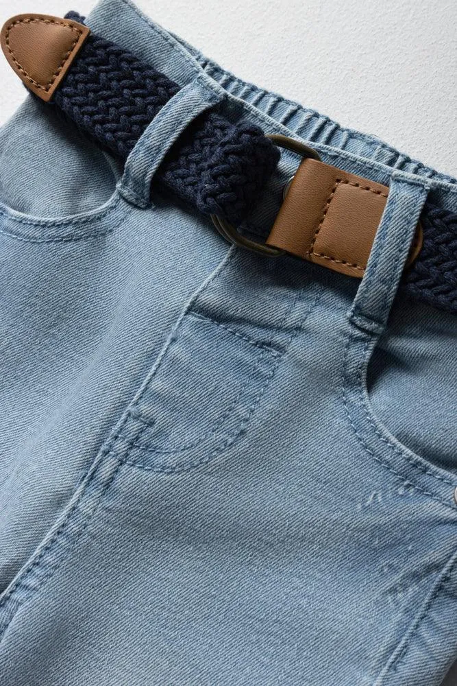 Belted Denim Jeans Blue