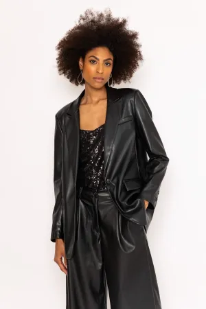 Black PU  Faux Leather Blazer