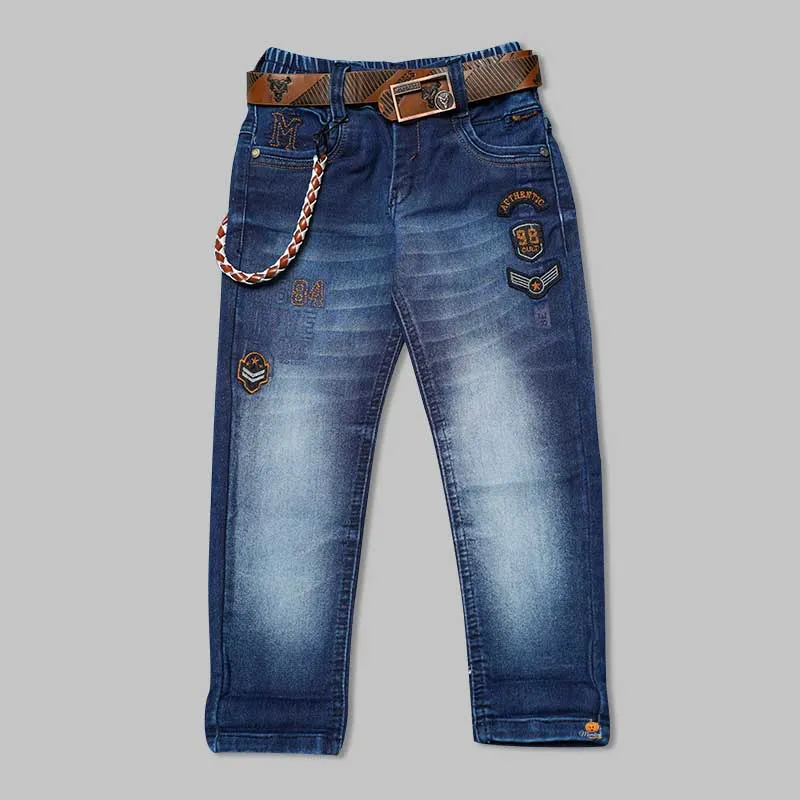 Blue Jeans for Boys with Belt & Stylish Rope