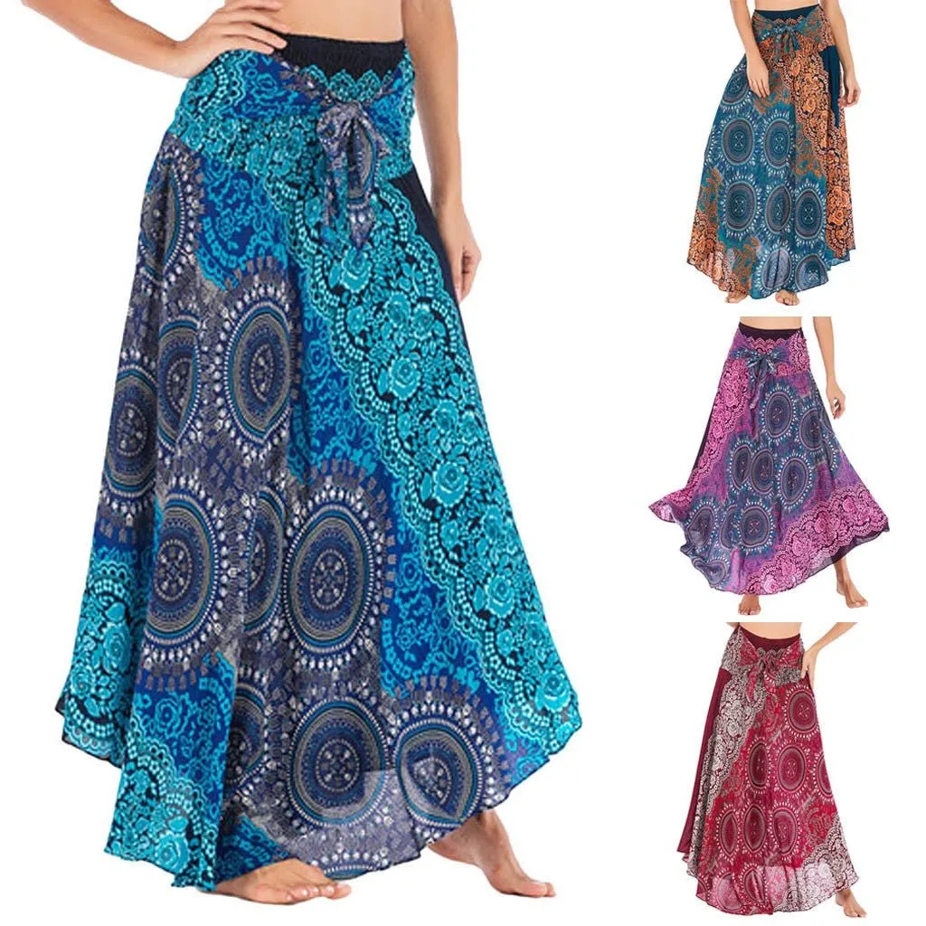 Bohemian Gypsy Boho Flowers Skirt