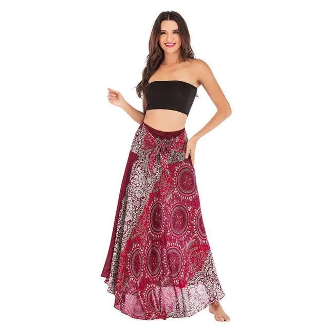 Bohemian Gypsy Boho Flowers Skirt