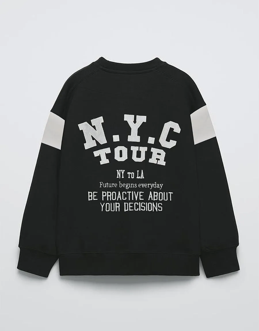 Boy's Fashion Sweat Shirt Printed-Charcol