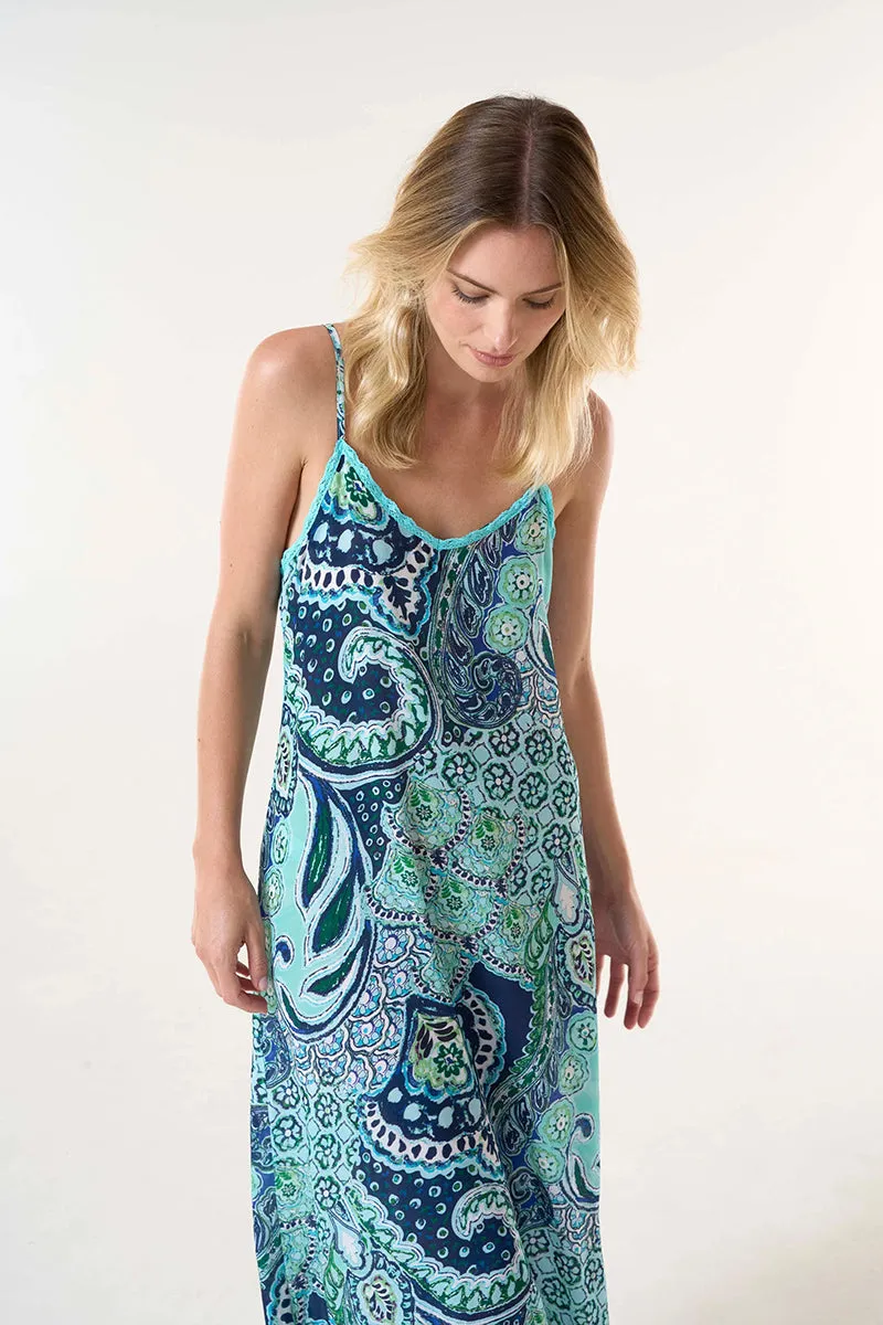 Brazil Blue Antoinette Slip Dress