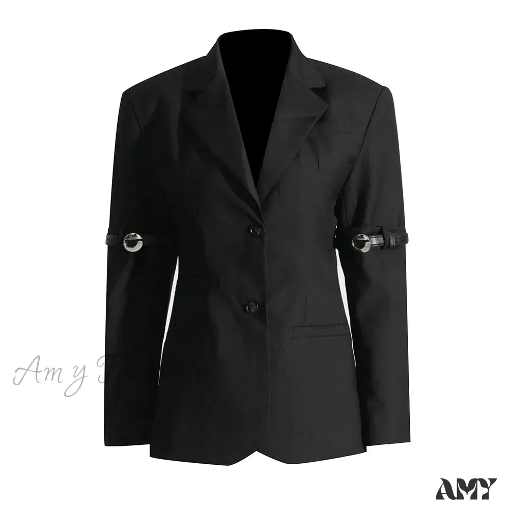 Chic Casual Solid Temperament Notched Collar Long Sleeve Button Patchwork Fashion Blazer