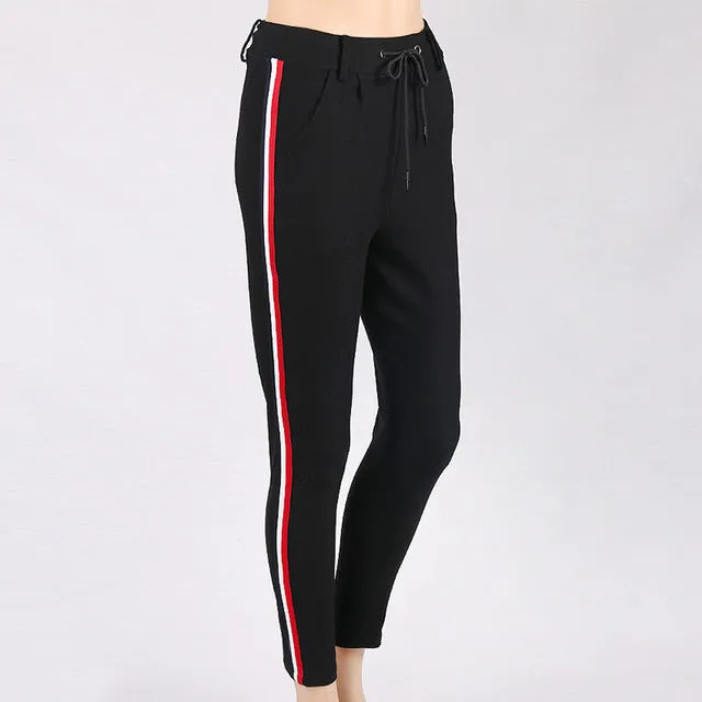 Chic Side Stripe drawstring pants