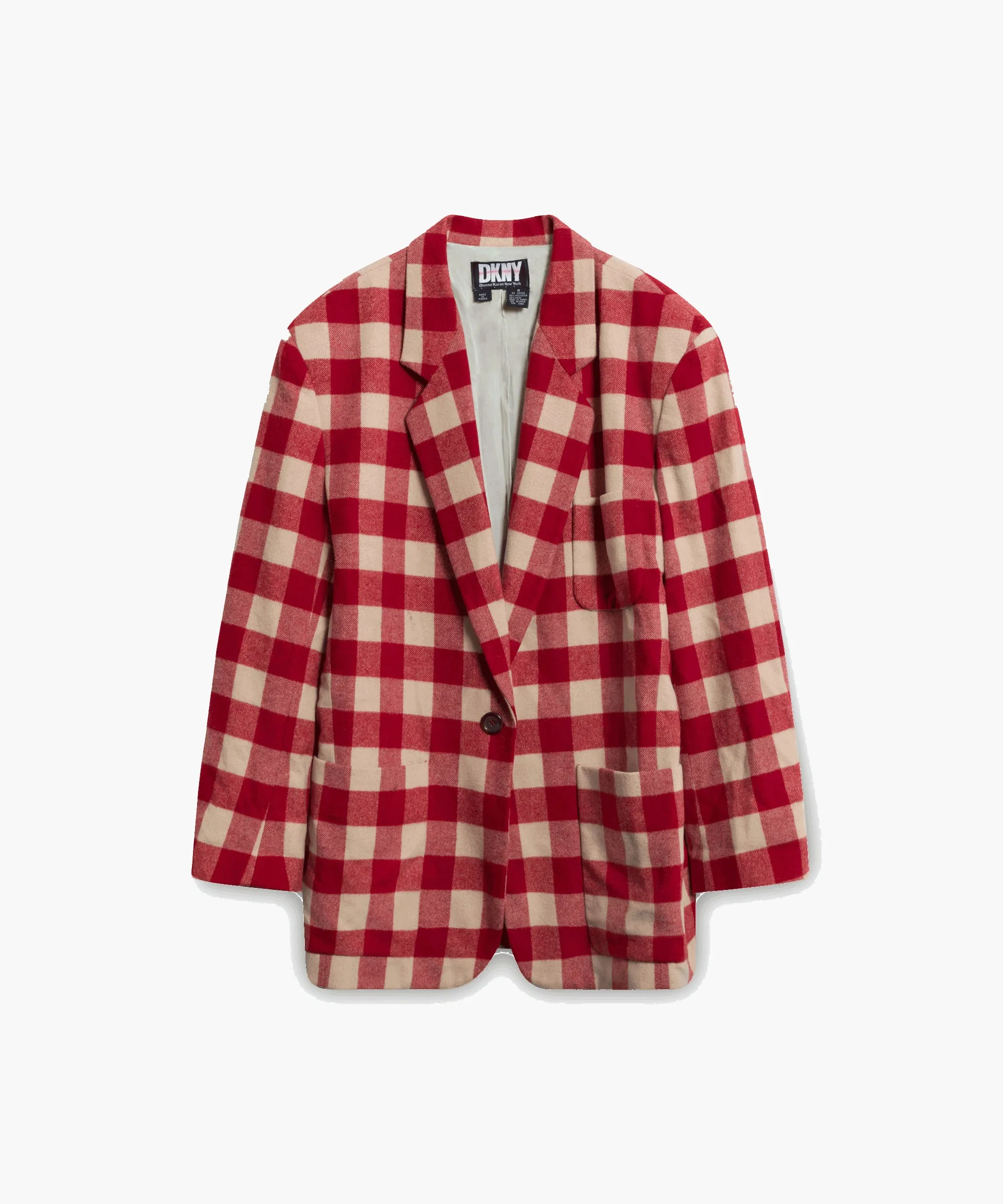 DKNY Red Checkered Blazer and Skirt - Red