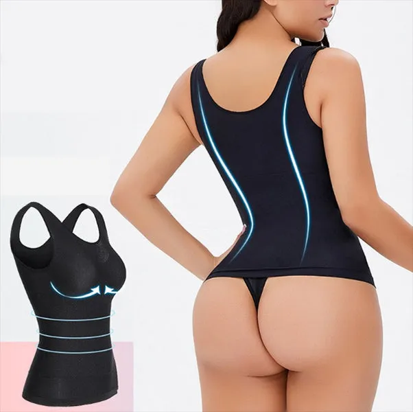 Elegant Sexy Ladies' Black Elastic Vests For Abdomen Slimming