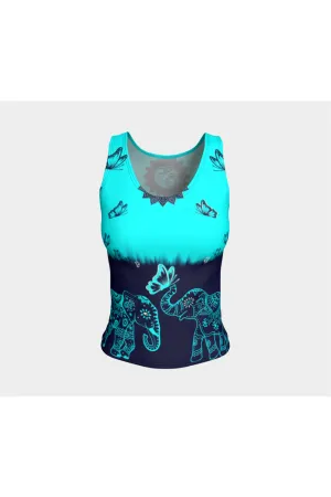 Elephants and Butterflies Fitted Tank Top