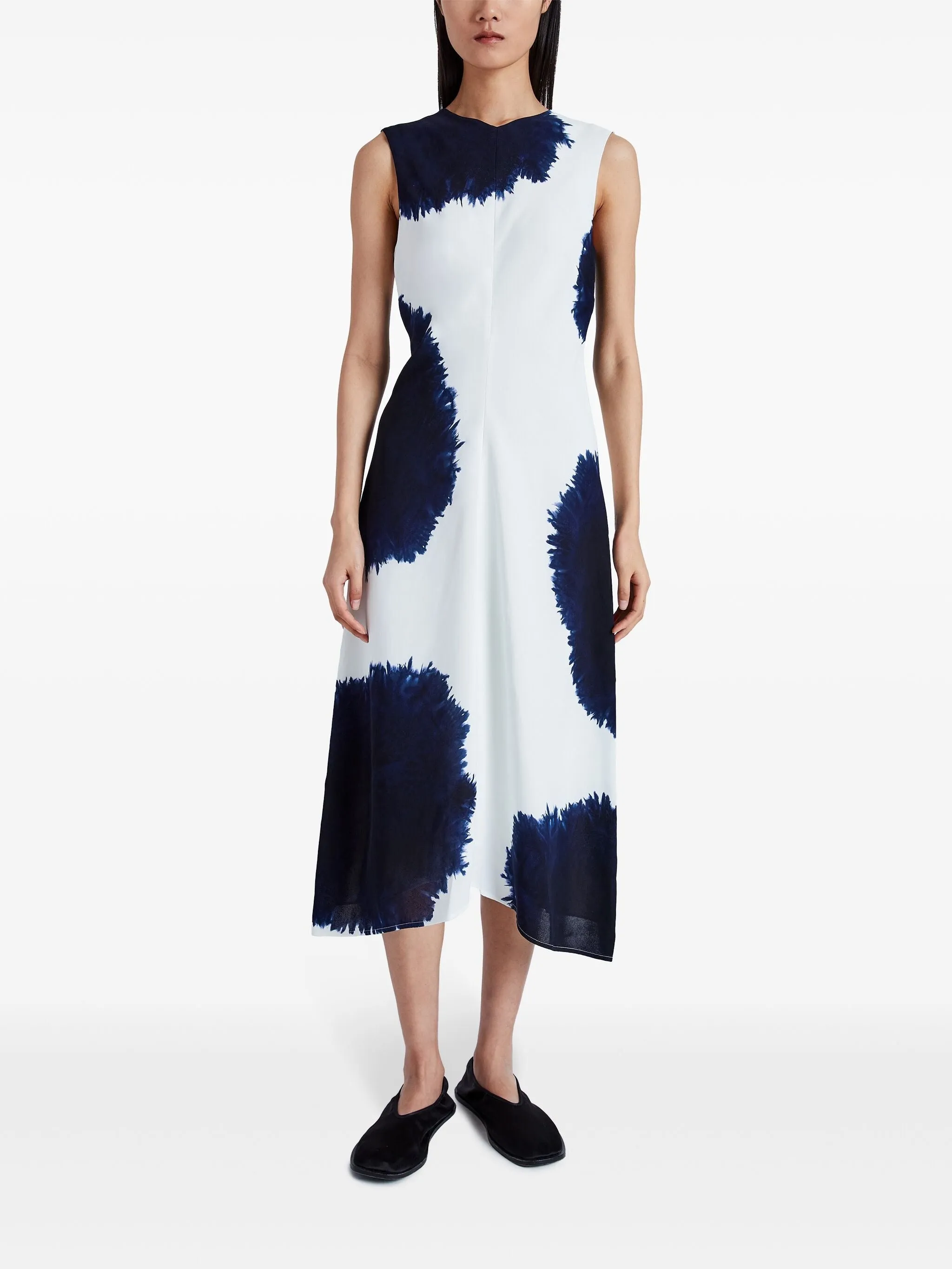 ELLA ABSTRACT-PATTERN PRINT VISCOSE CREPE DRESS