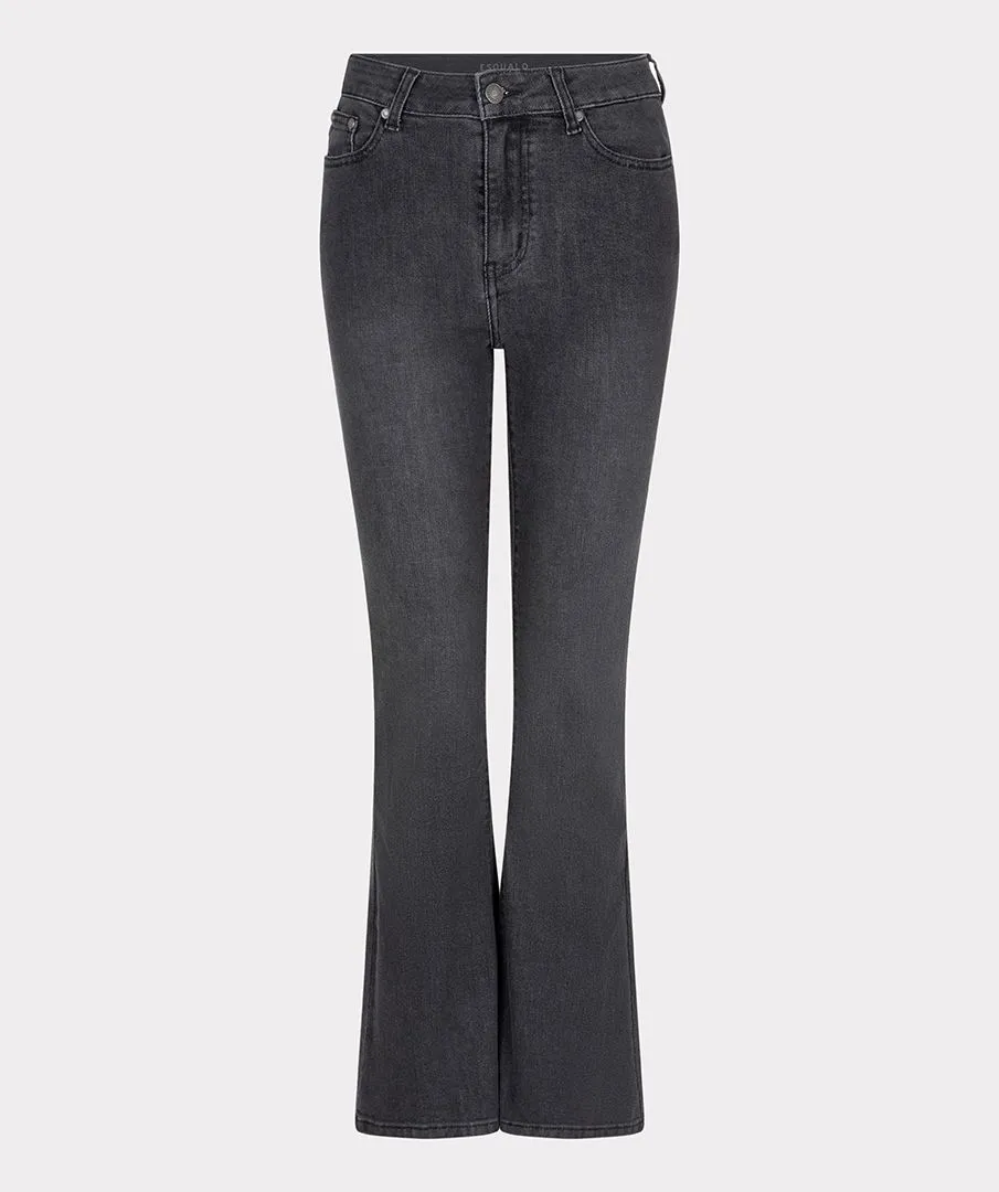 Esqualo Black Flared Mid Wash Jeans