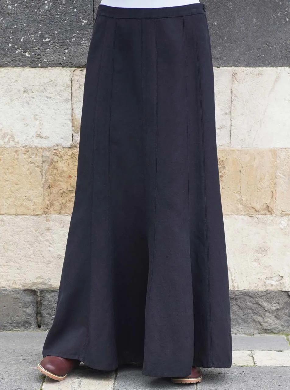 Flared Linen Panel Maxi Skirt