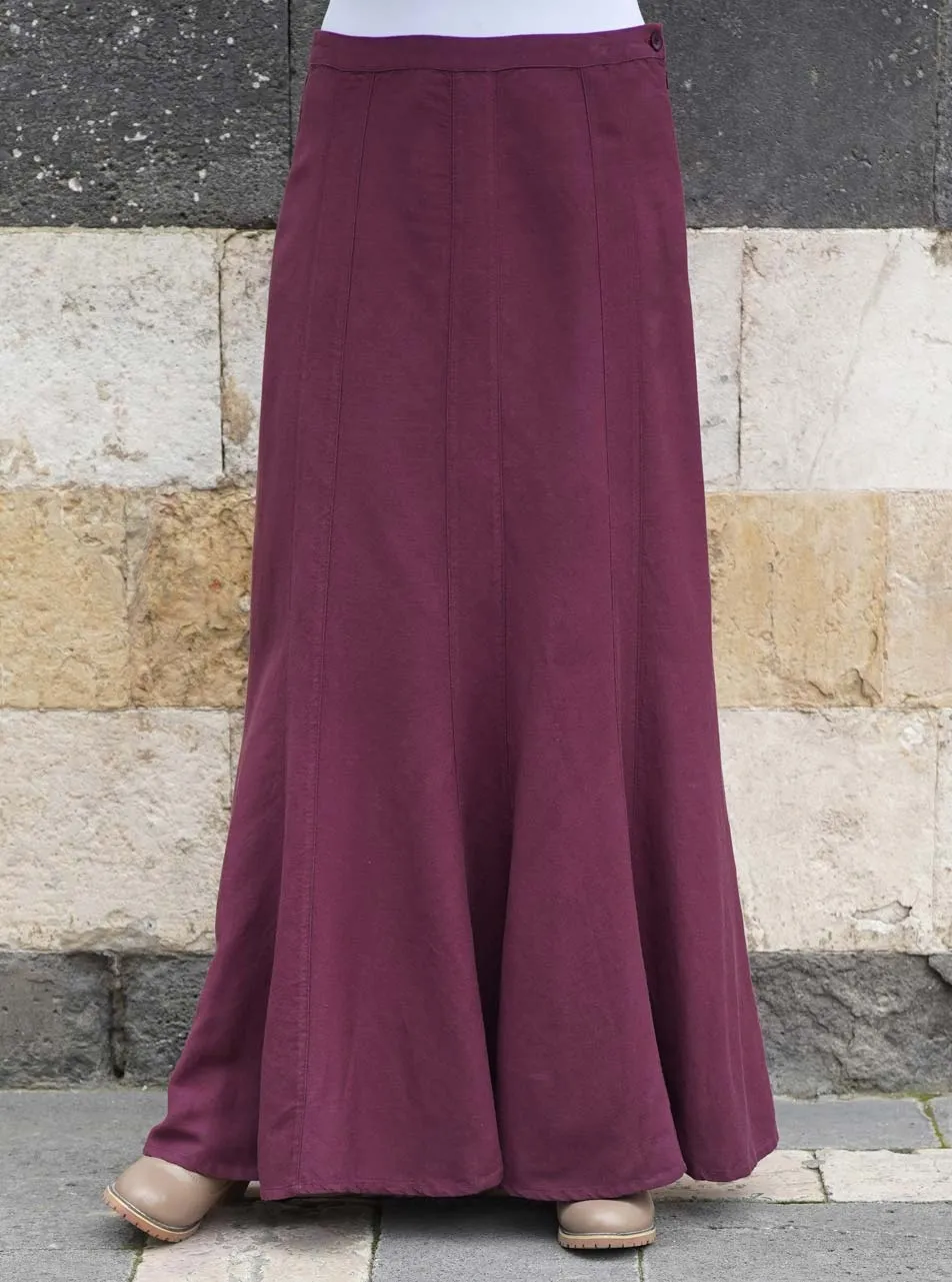 Flared Linen Panel Maxi Skirt