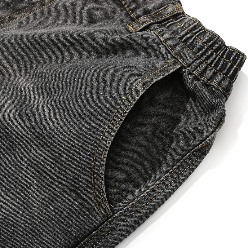 Gray Ripped Print Denim Jeans