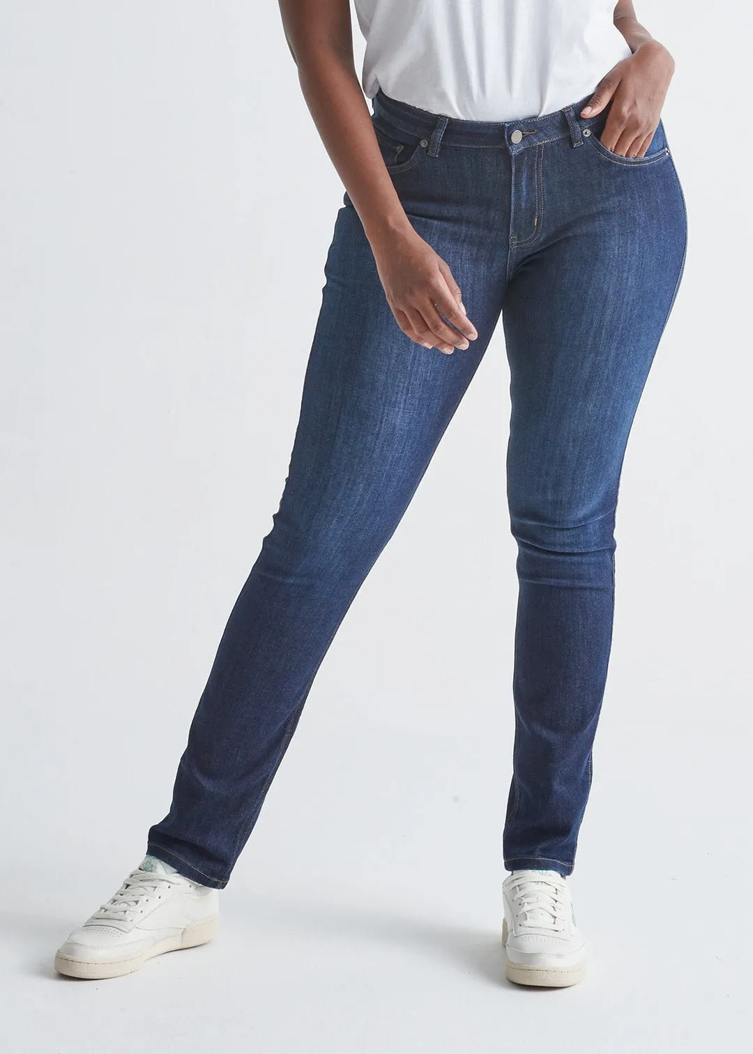 Iconic Dark Wash Slim Straight Stretch Jeans