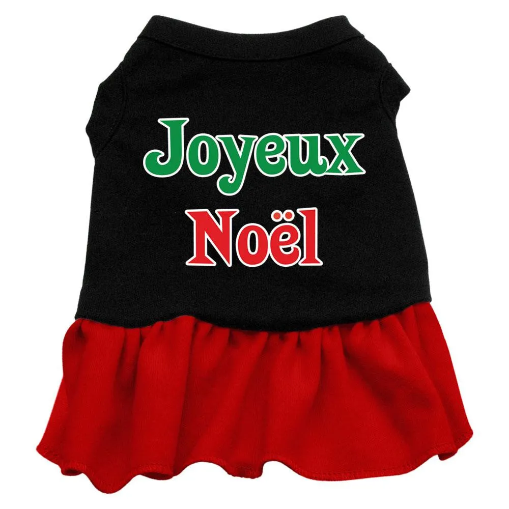 Joyeux Noel Screen Print Dress Black with Red Med (12)