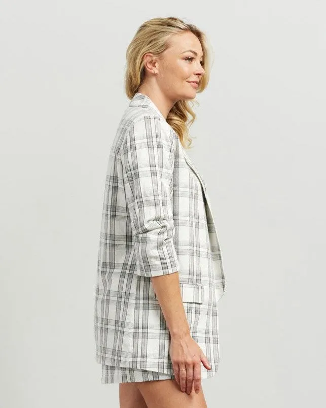 Kennedy Blazer - White Plaid