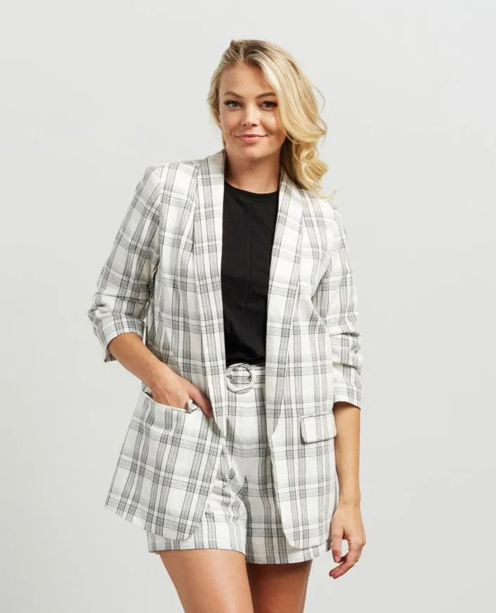 Kennedy Blazer - White Plaid