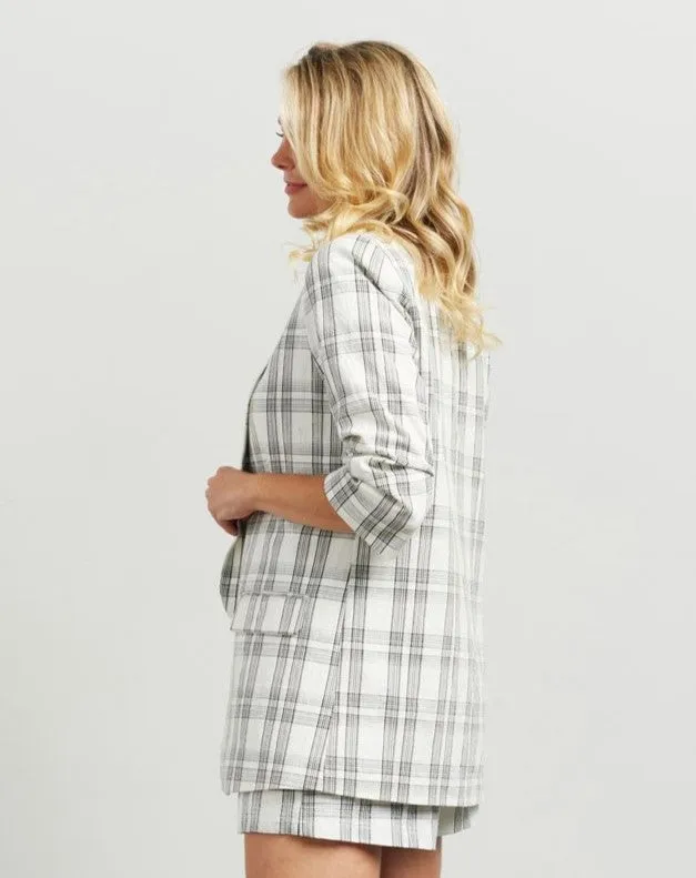 Kennedy Blazer - White Plaid