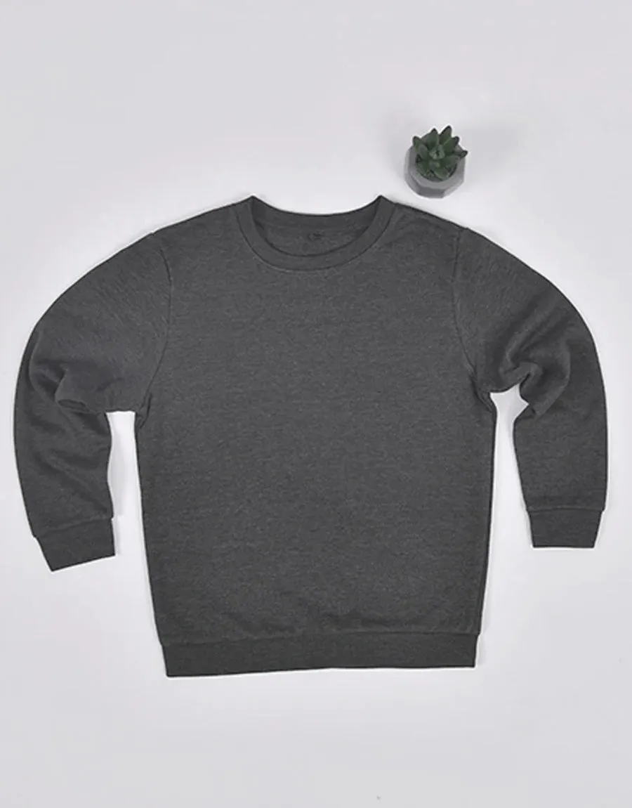 Kid's Basic Fleece Sweat Shirt-Charcoal