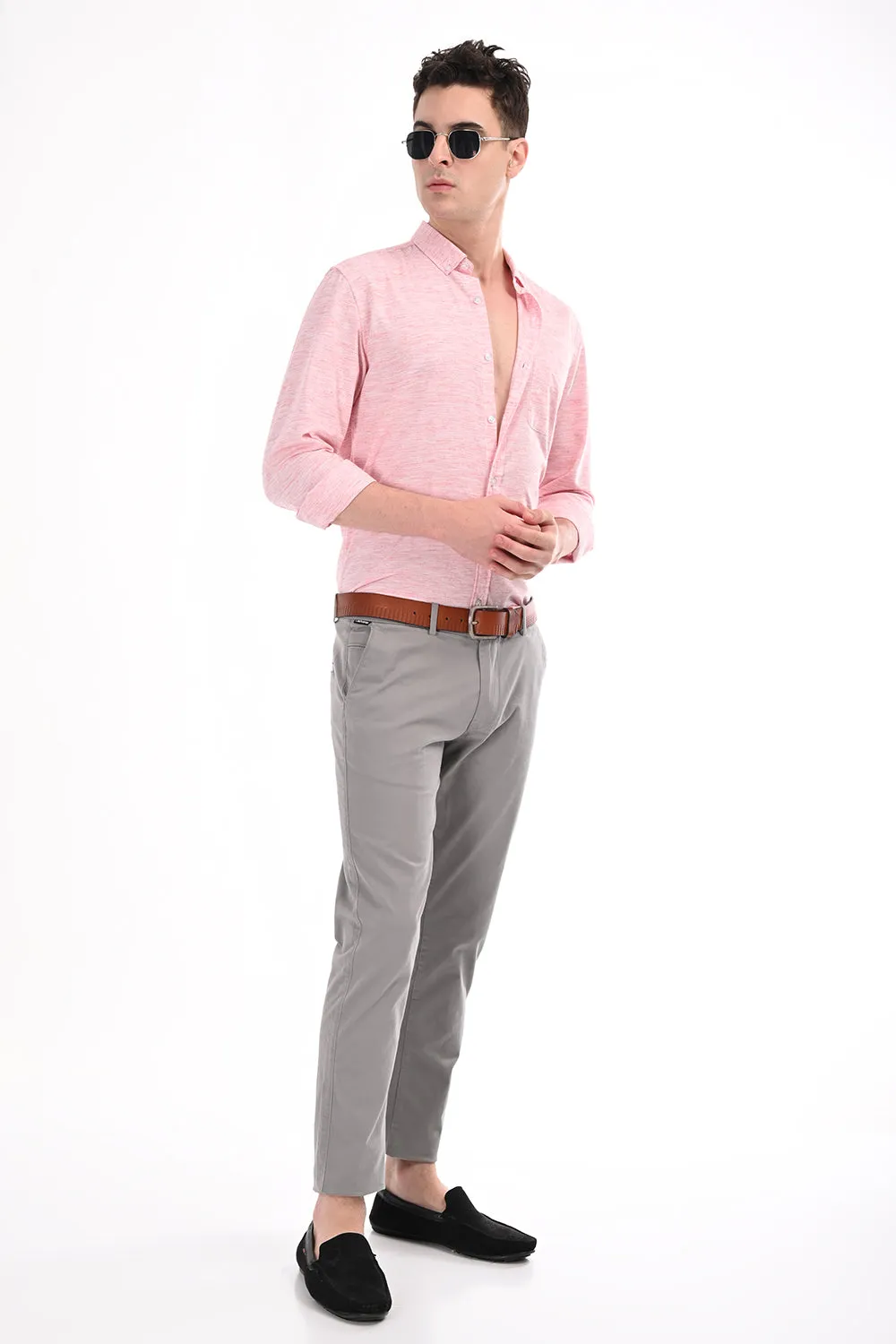 Light Red Lenin Semi Formal Shirt