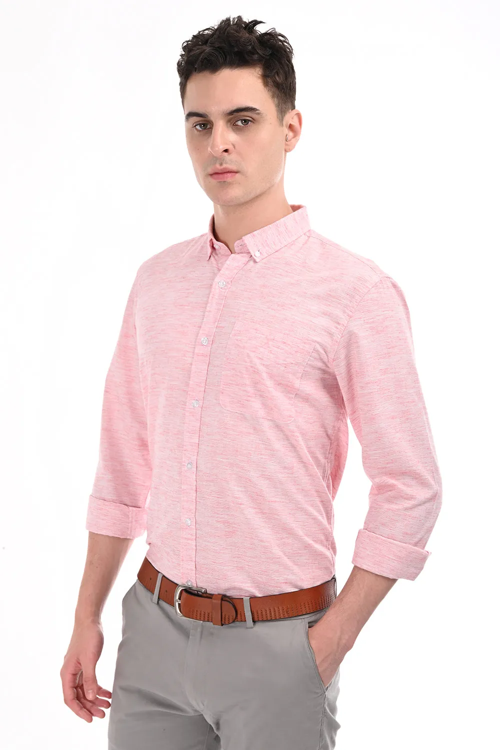 Light Red Lenin Semi Formal Shirt