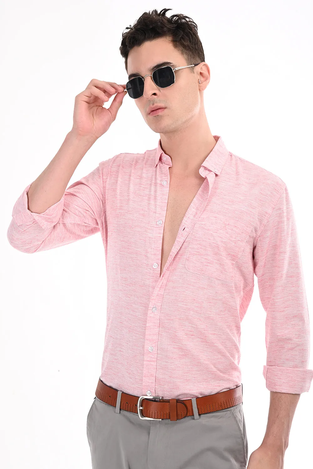 Light Red Lenin Semi Formal Shirt