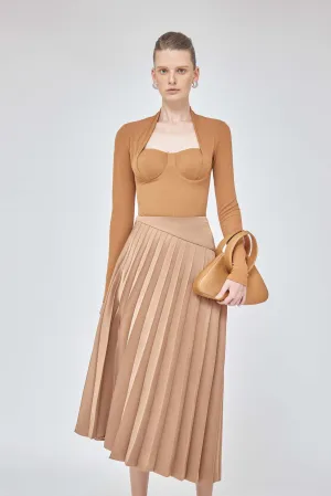 Long midi pleated assymetric pleated skirt - Topaz