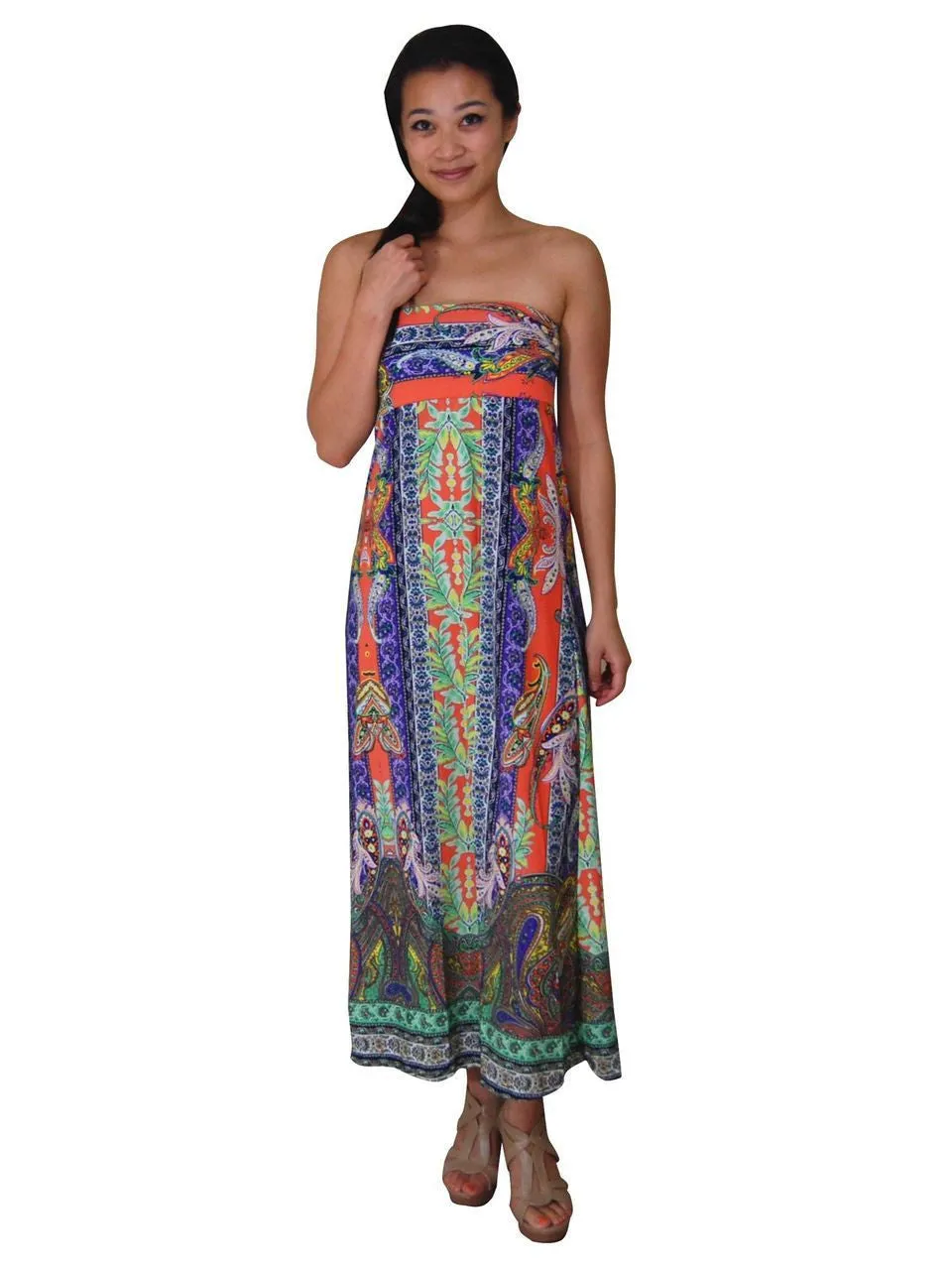 Maxi Skirt Greek Paisley Orange Purple