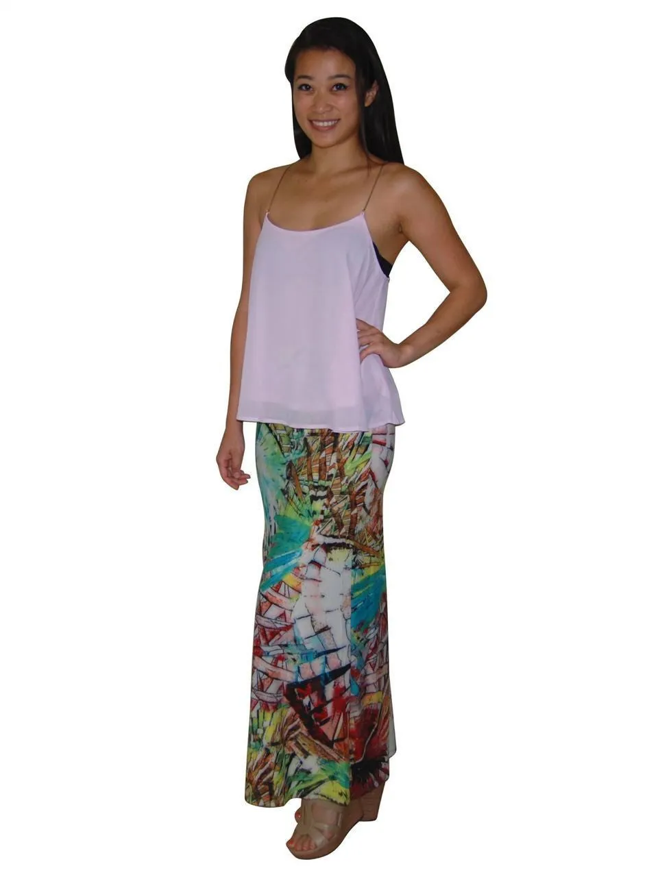 Maxi Skirt Jungle Fan Green Pink