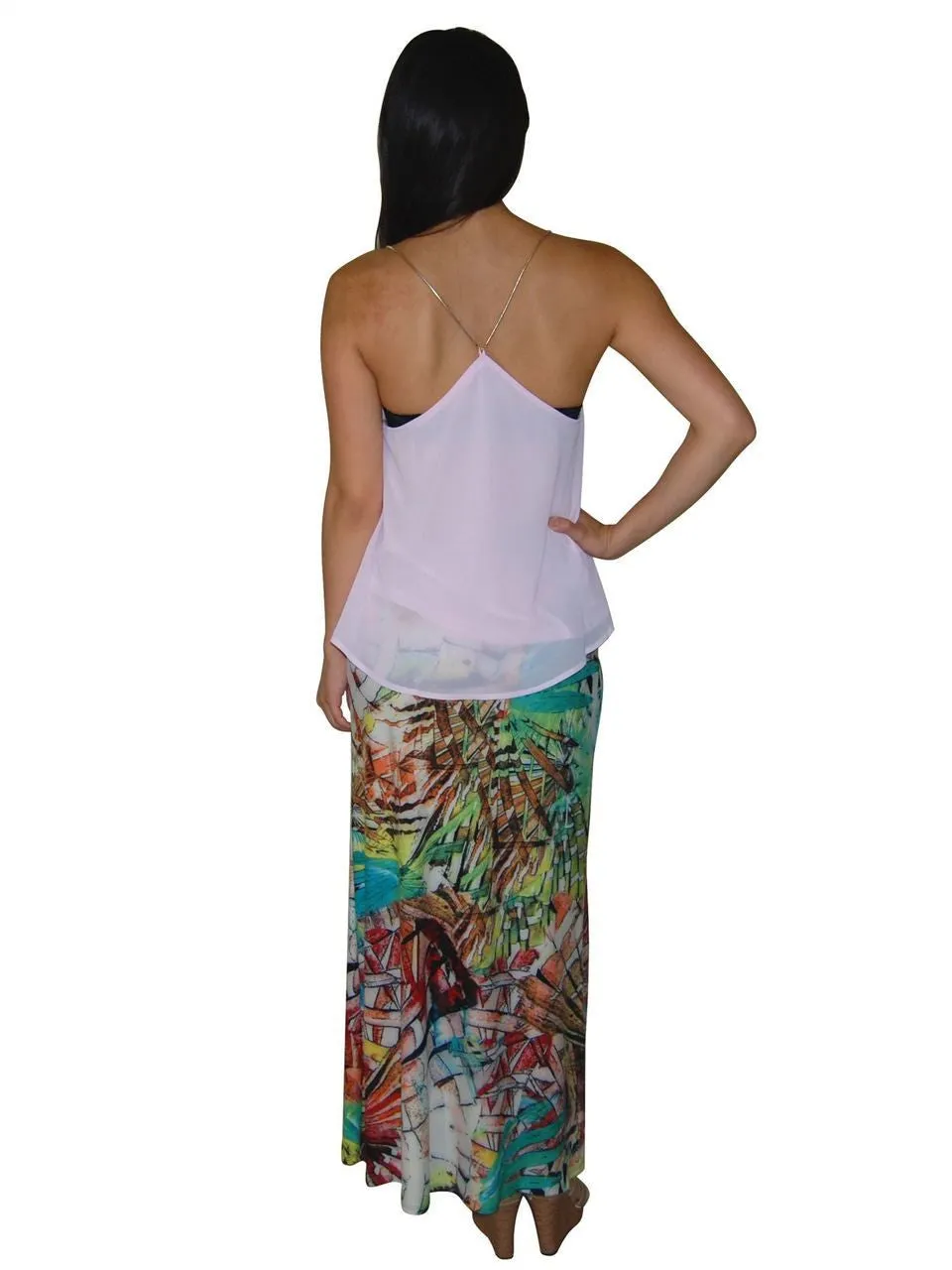 Maxi Skirt Jungle Fan Green Pink