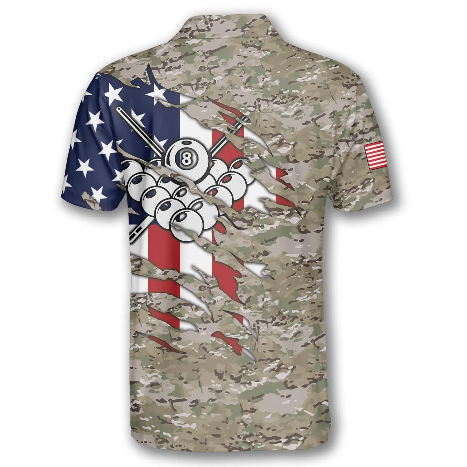 Personalized Billiard In My Heart Camouflage Flag Custom Billiard Shirts for Men, Billiard Uniform Shirt