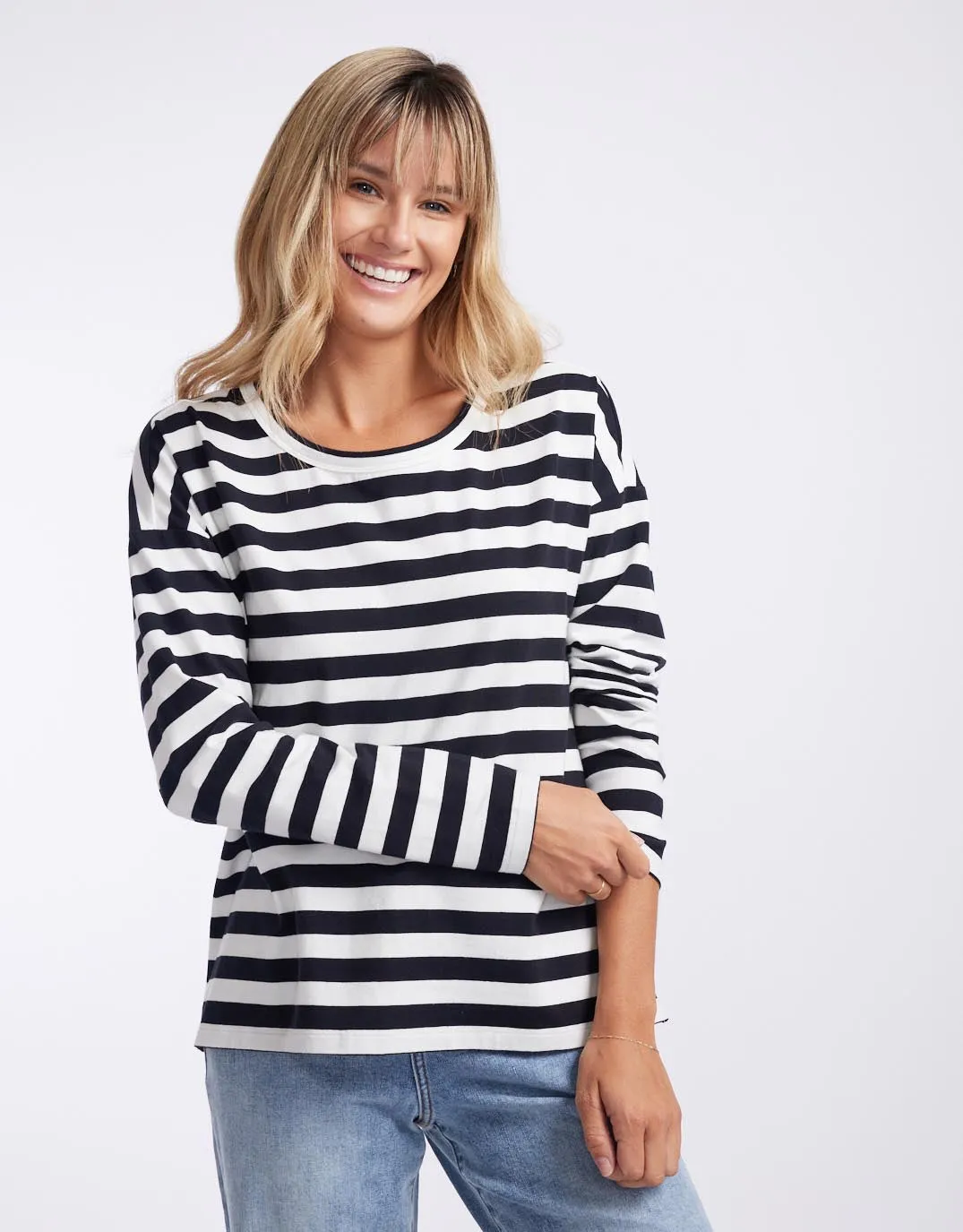 Relaxed Long Sleeve T-Shirt - Frenchie Stripe