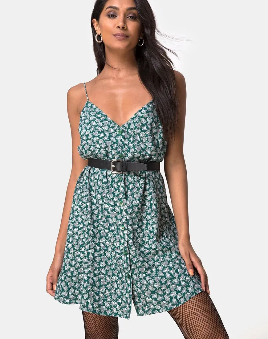 Sanna Slip Dress in Floral Bloom Green