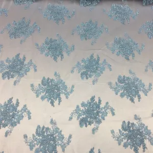 Sky Blue Oswald Embroidered Lace Fabric