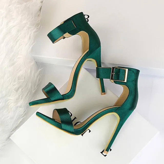 Solid Open-Toe High Heels  Shoes