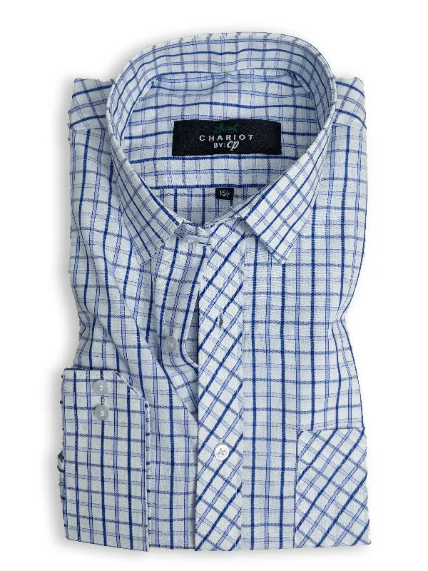 White Checks Formal Dress Shirt For Men AN MFS94