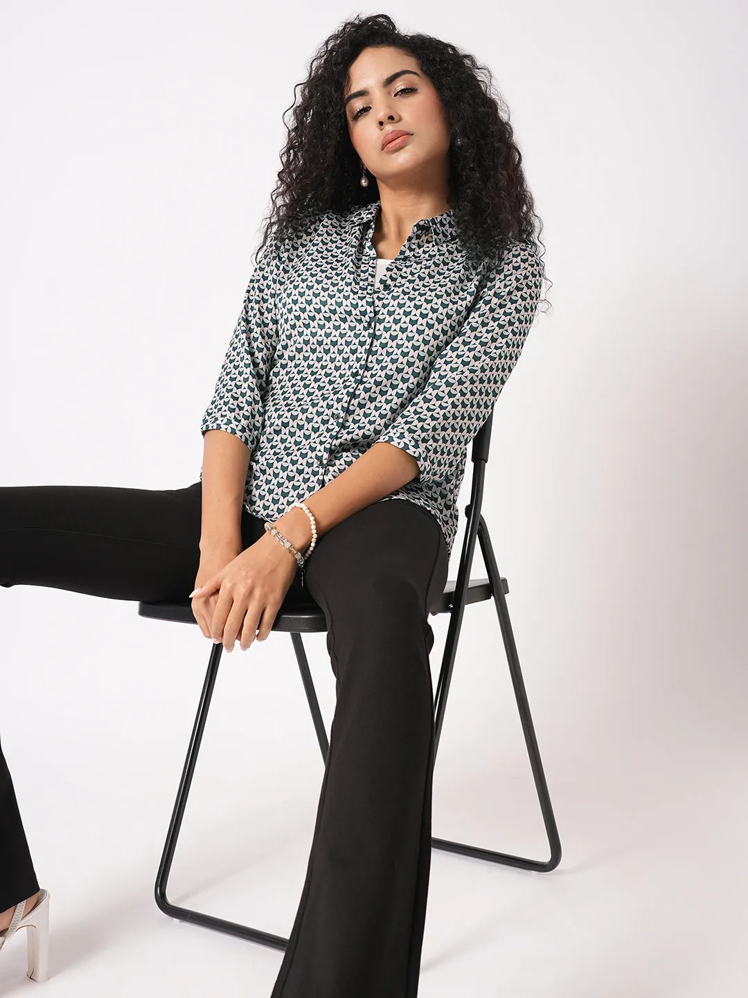 Women Slim Fit Geometric Print Printed Shirt