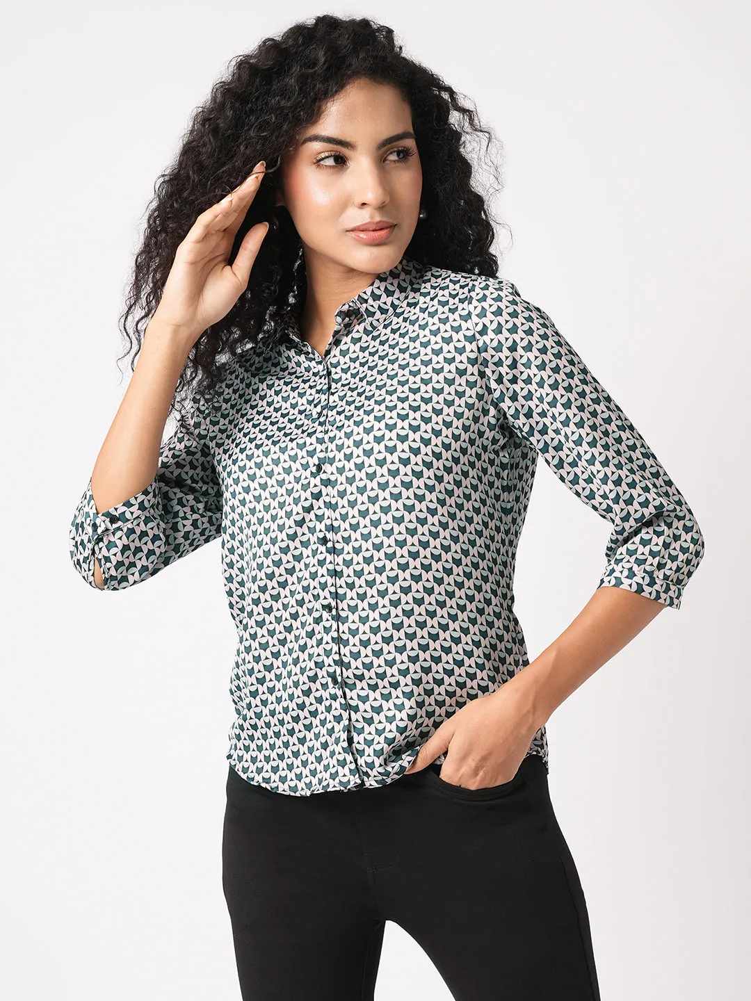 Women Slim Fit Geometric Print Printed Shirt