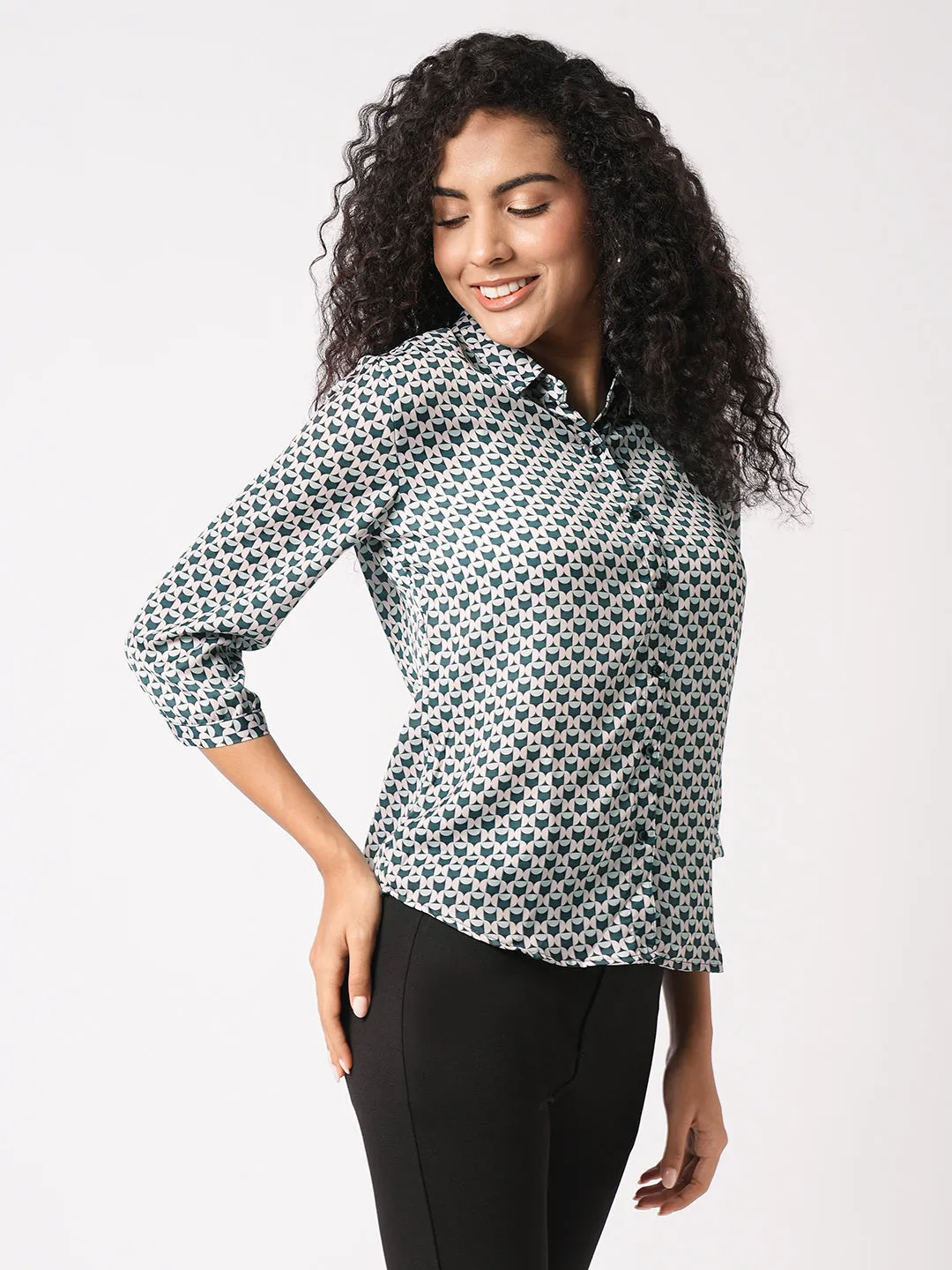 Women Slim Fit Geometric Print Printed Shirt