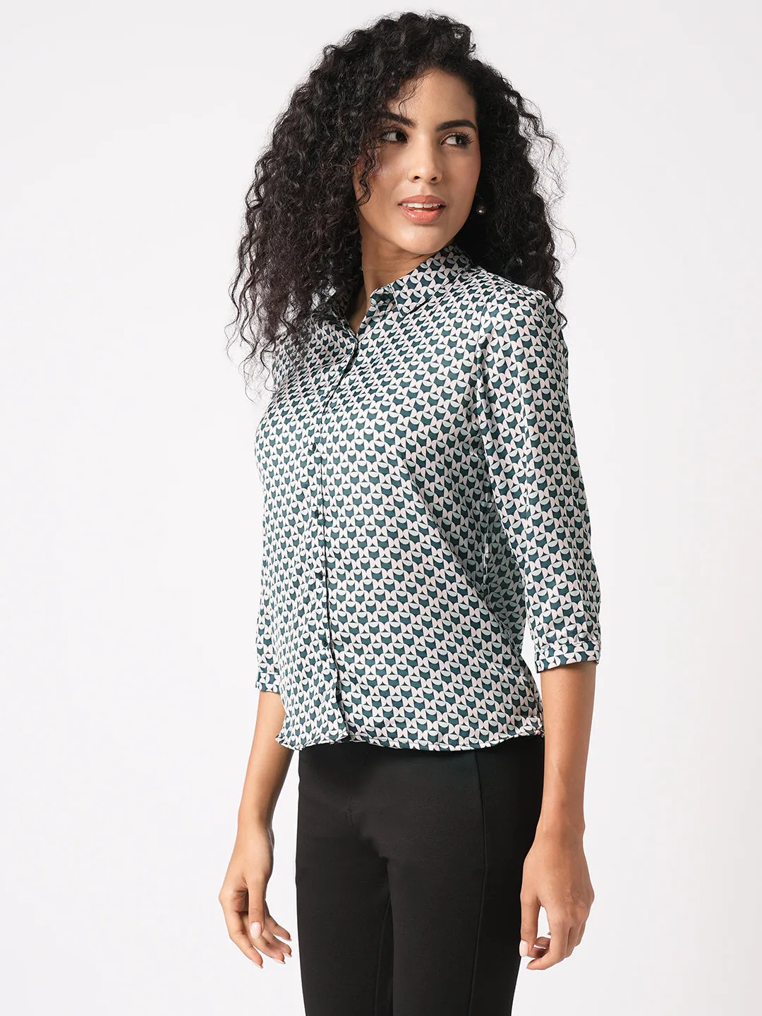 Women Slim Fit Geometric Print Printed Shirt